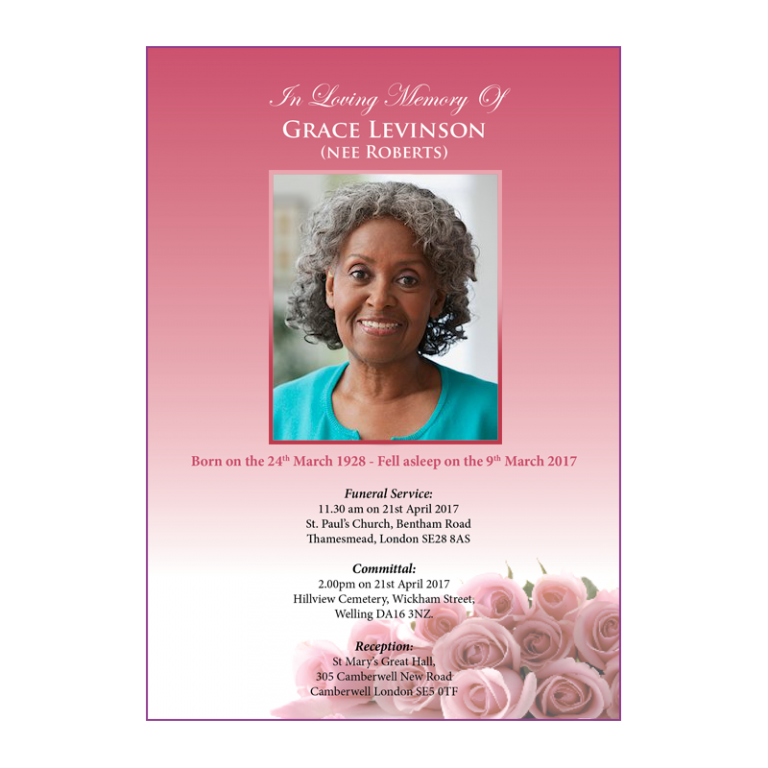 Pink Roses Funeral Order Of Service Booklets